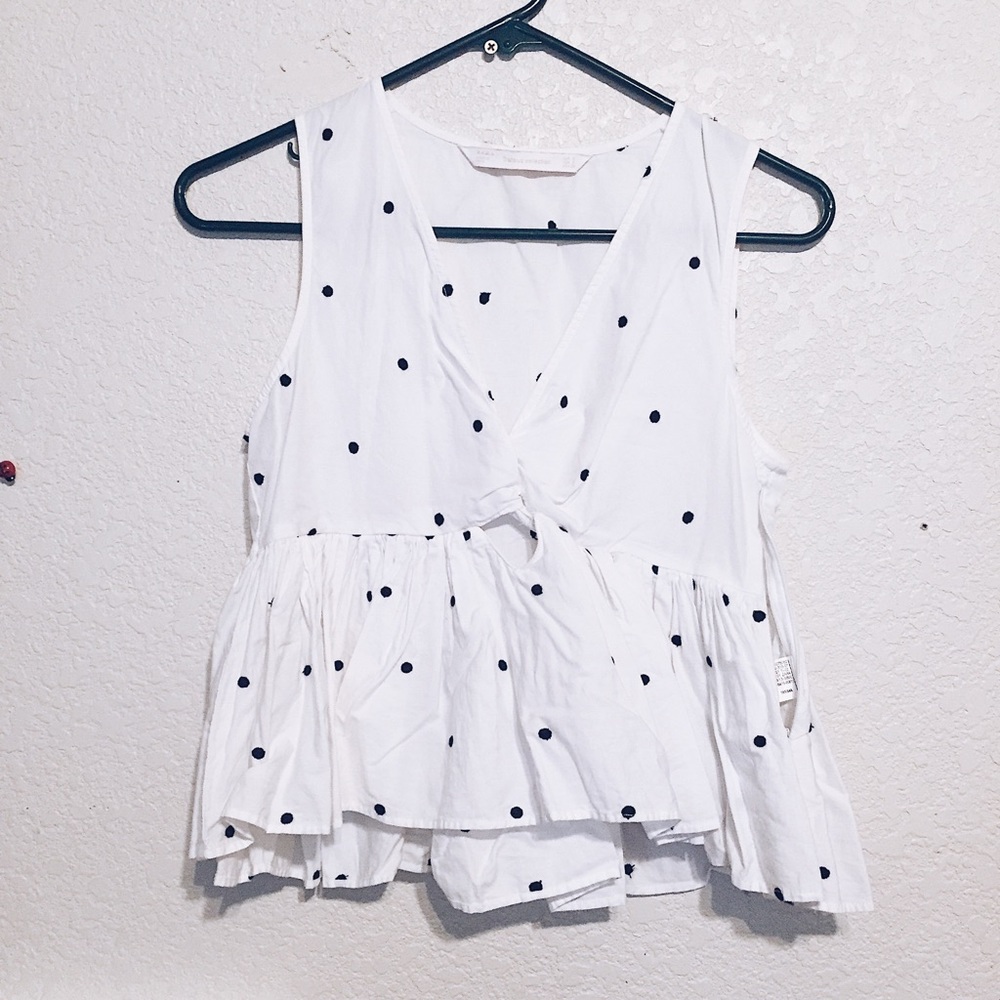 Zara Keyhole Polkadot Blouse