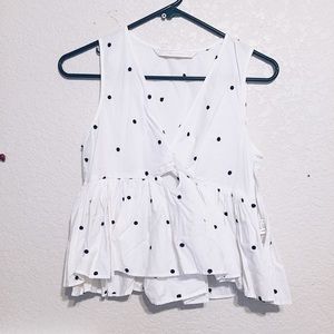 Zara Keyhole Polkadot Blouse