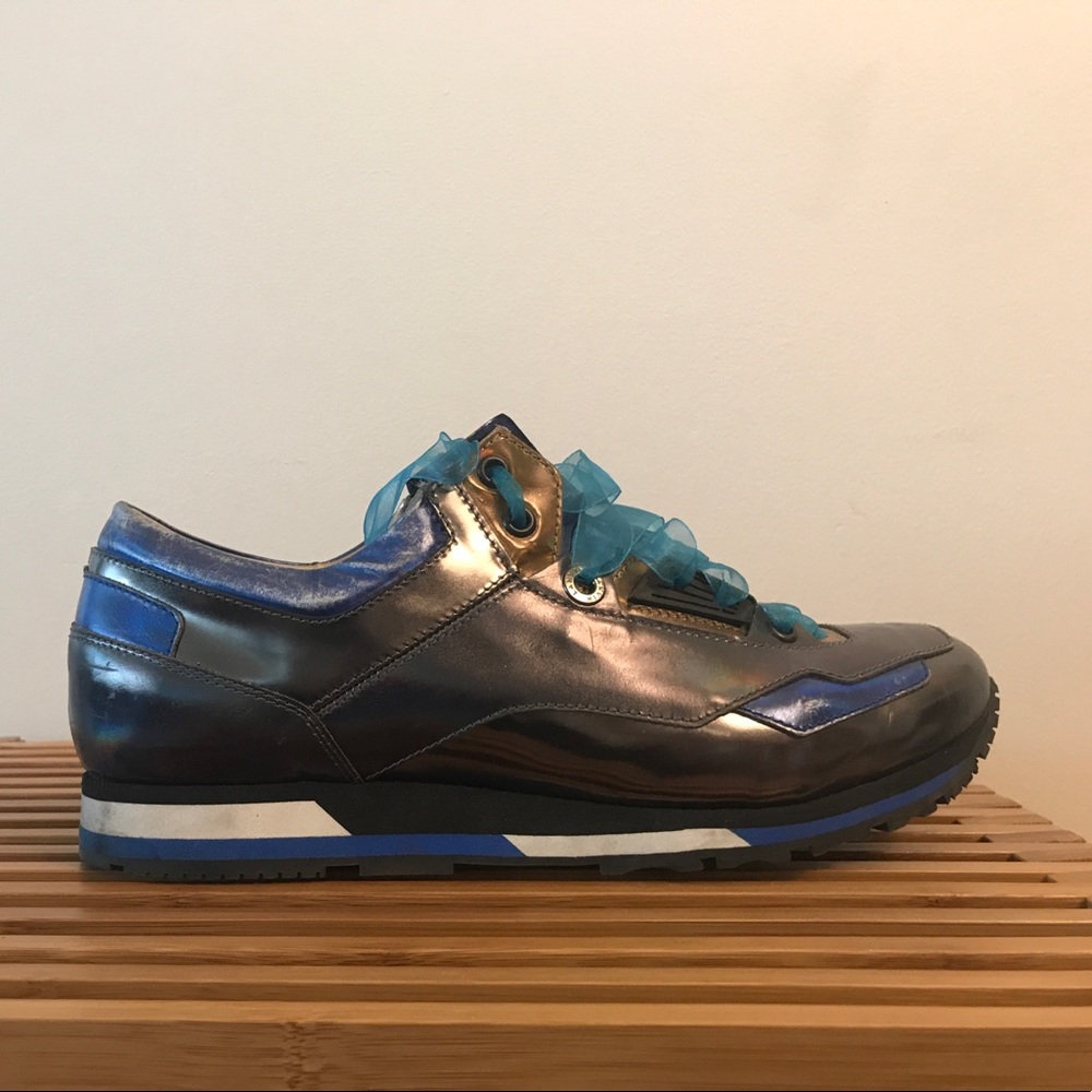 Blue Holographic Panelled Sneakers