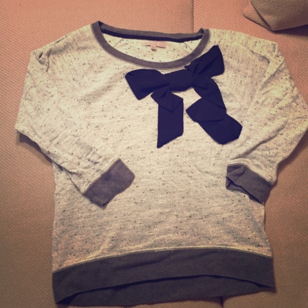 🎀 Marled Grey Terry GAP Top with Bow 🎀