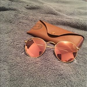 Ray-Ban Round Pink/Gold Sunglasses