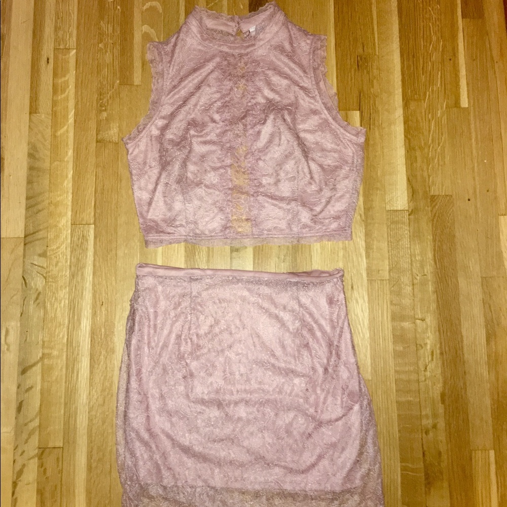 2 piece Lace Crop & Skirt