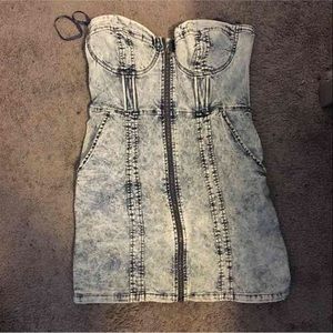 Strapless jean dress