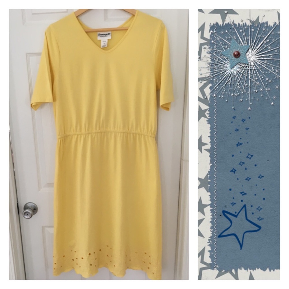 SERENGETI-Ladies Cotton Jersey Golden-Yellow, Short Sleeve Dress-Sz:L NWOT