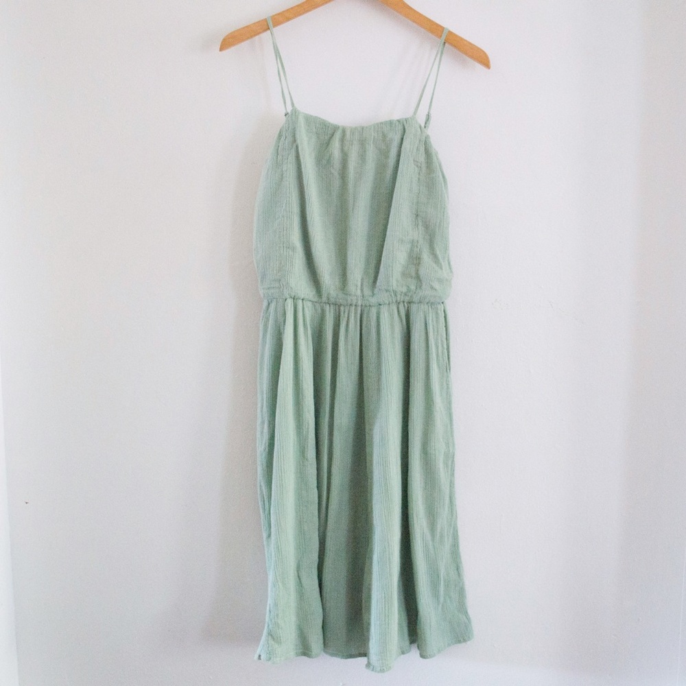 light teal colored organic cotton midi dress