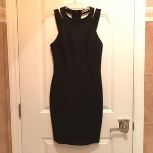 Black ribbed cocktail dress