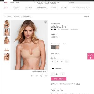 NWOT Victoria's Secret wireless t-shirt bra 36C