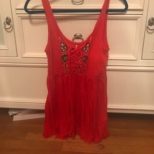 Free People Coral Dress Beaded