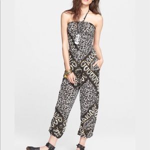 NWT Free People Ballon Printed Smocked Jumpsuit