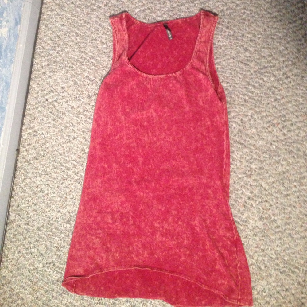 Red acid wash dress