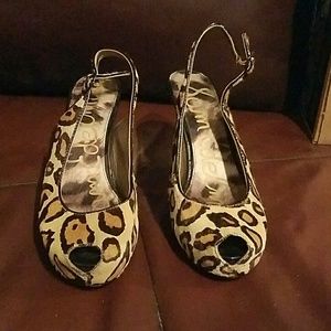 Sam Edelman Leopard Print Peep Toe Heel