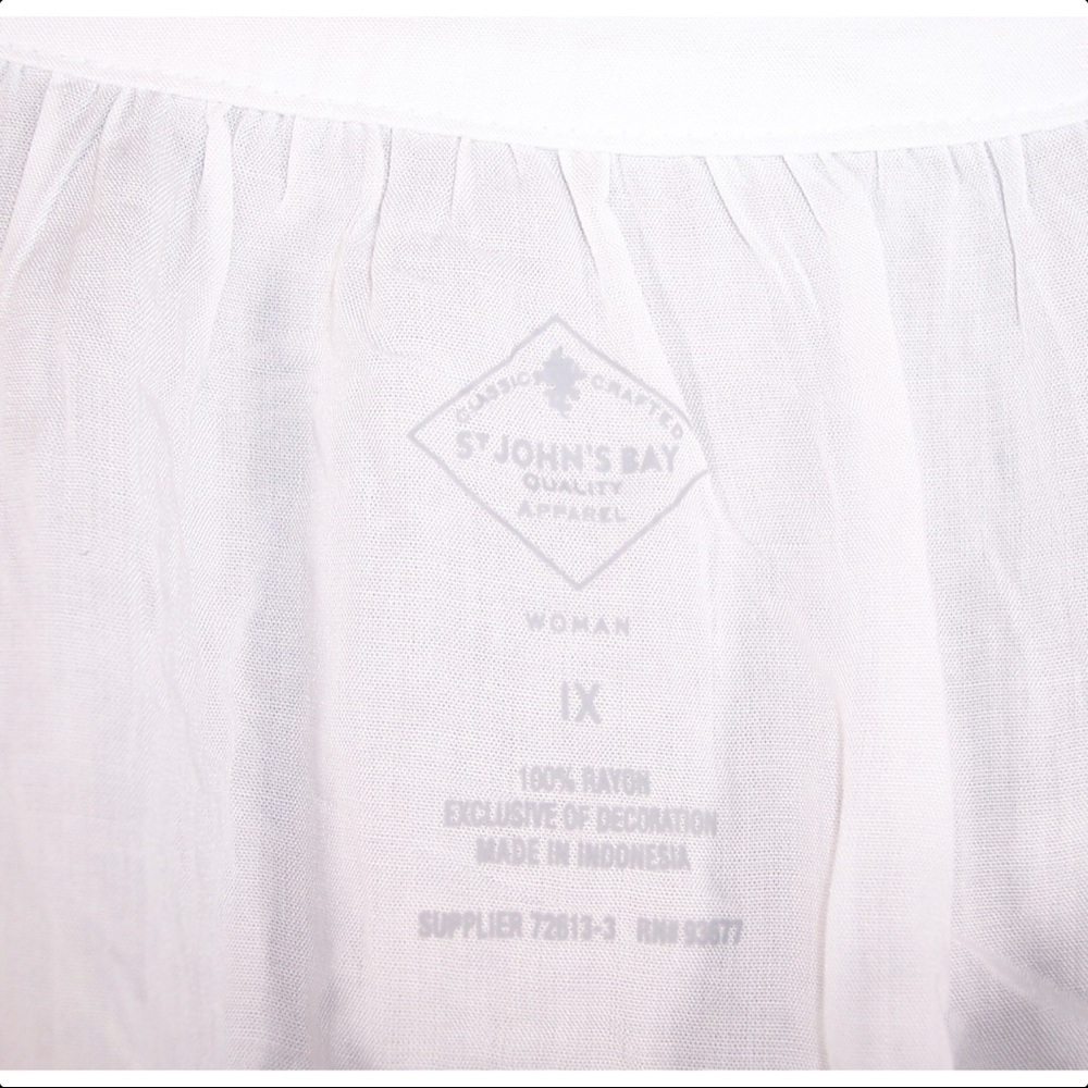 ST. JOHN'S BAY 2X White Peasant Top-NEW - Picture 7 of 8