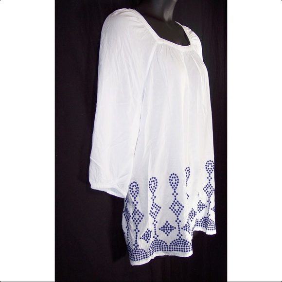 ST. JOHN'S BAY 2X White Peasant Top-NEW - Picture 5 of 8