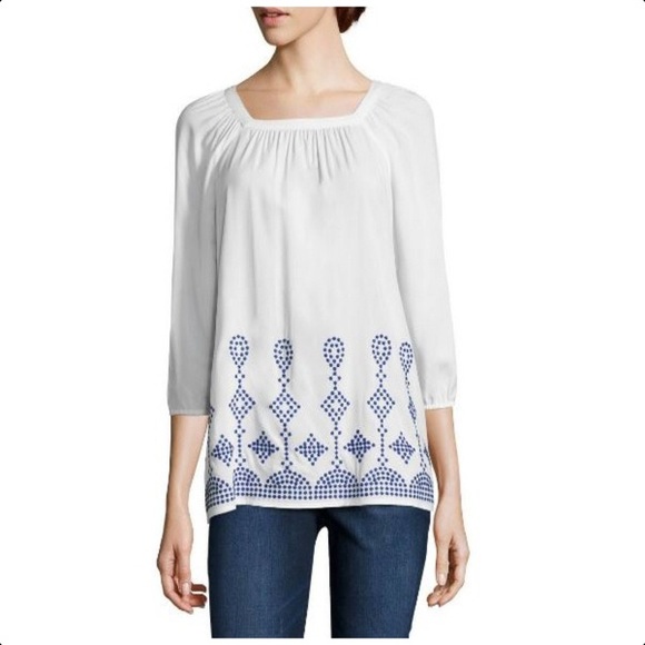 ST. JOHN'S BAY 2X White Peasant Top-NEW - Picture 8 of 8