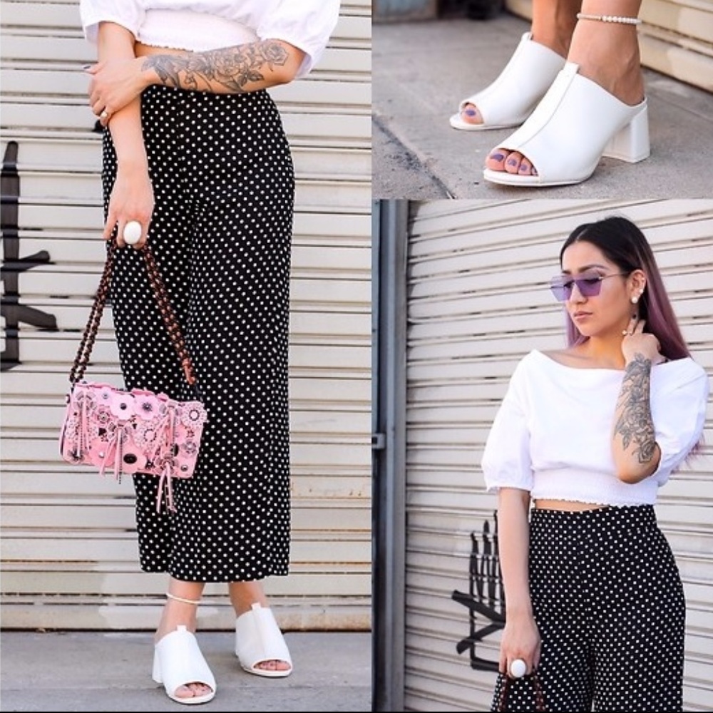 ZARA White Mules with Block Heel Sz 8 - Picture 8 of 8