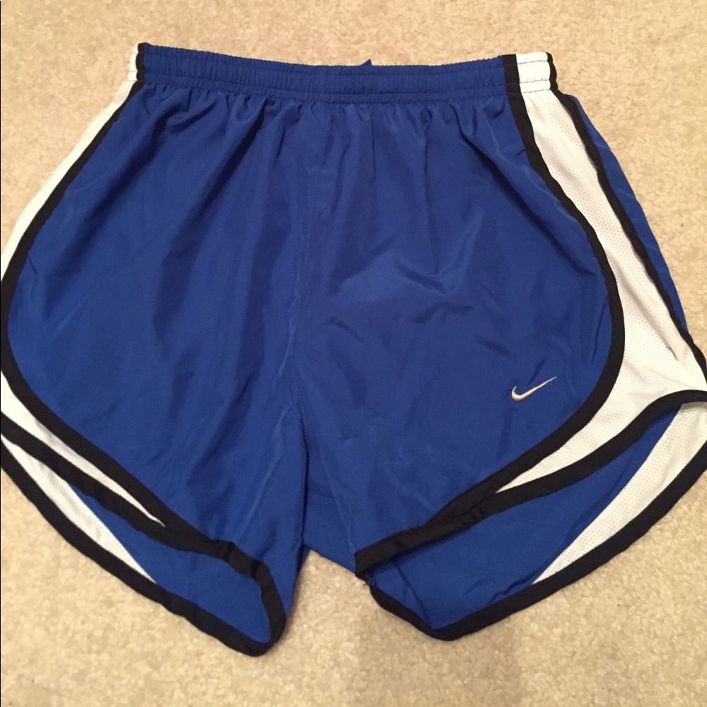 Blue and white Nike running shorts
