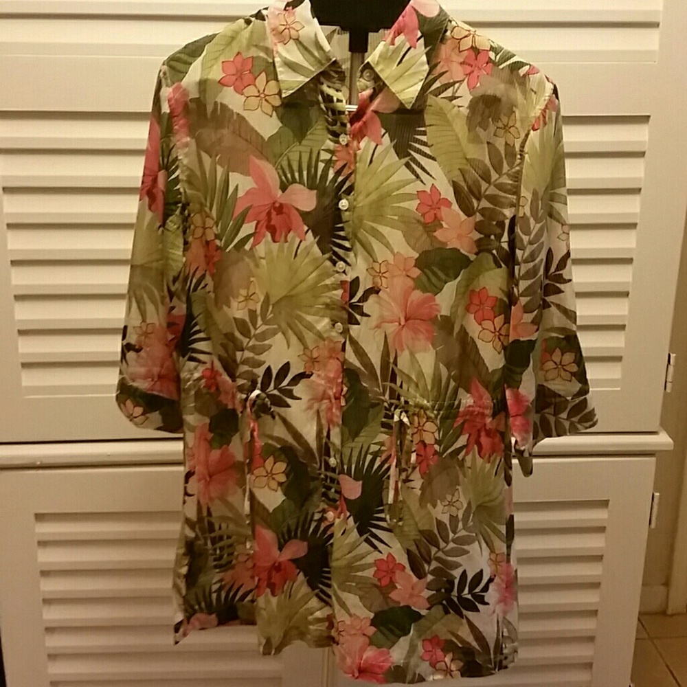 Tommy Bahama Cotton/Silk  Floral Tunic