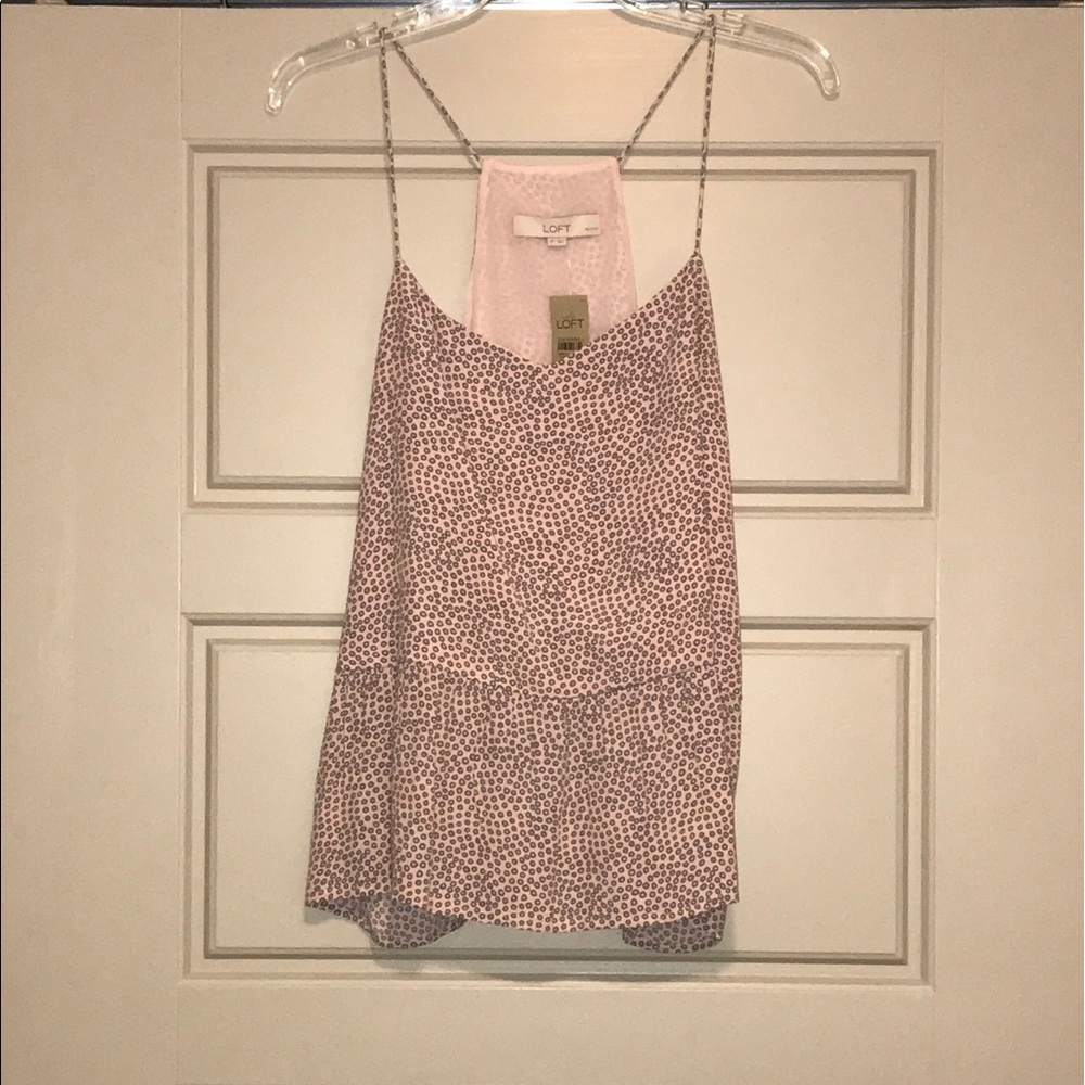 SALE❤️💙Loft baby doll pink peplum with gray dots