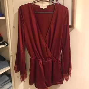 Burgundy silky romper