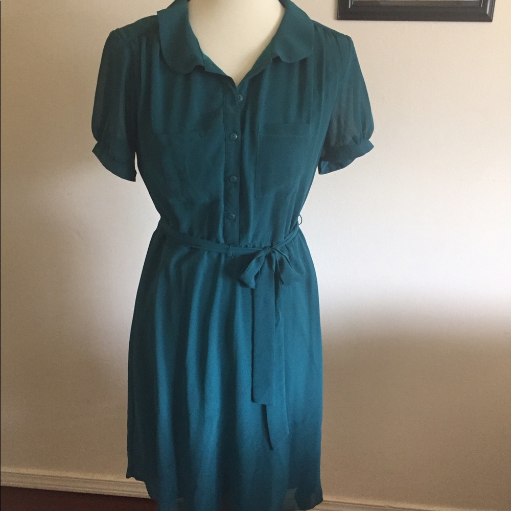 NWOT Beautiful Teal Vintage Style Shirtdress