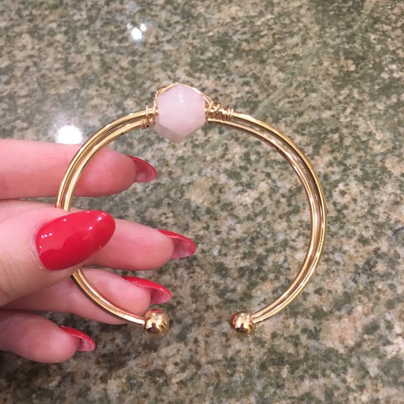 Pink Quartz Gold Bangle Curve Plus Size Anthro - Picture 3 of 6