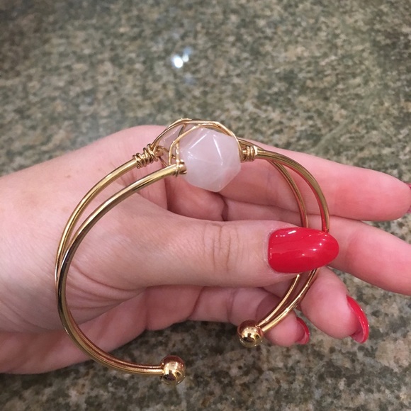 Pink Quartz Gold Bangle Curve Plus Size Anthro - Picture 4 of 6