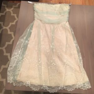 Shoshanna strapless mint embroidered lace dress