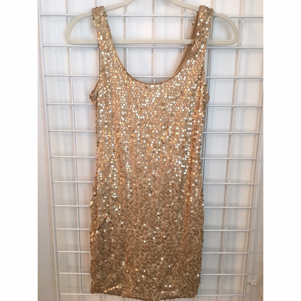 Gold Sequin Body Con Dress