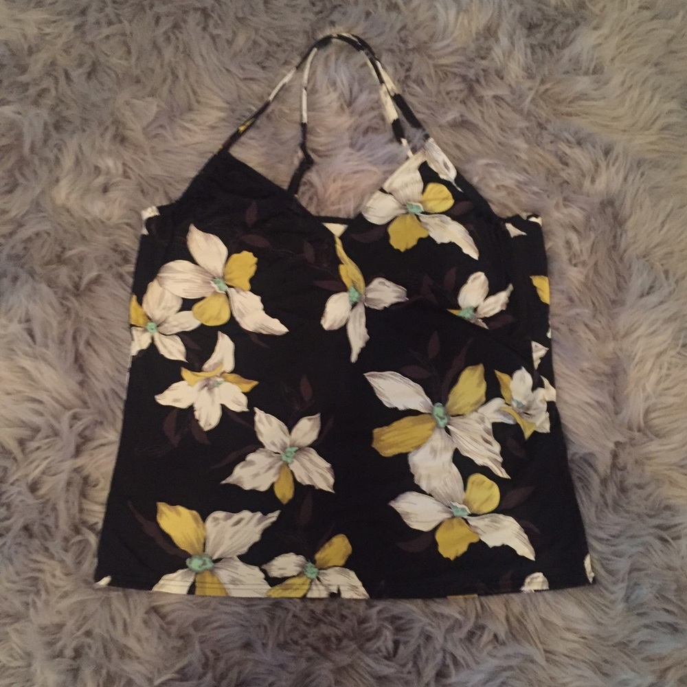 Land's End Size 16 Floral Swim Tank