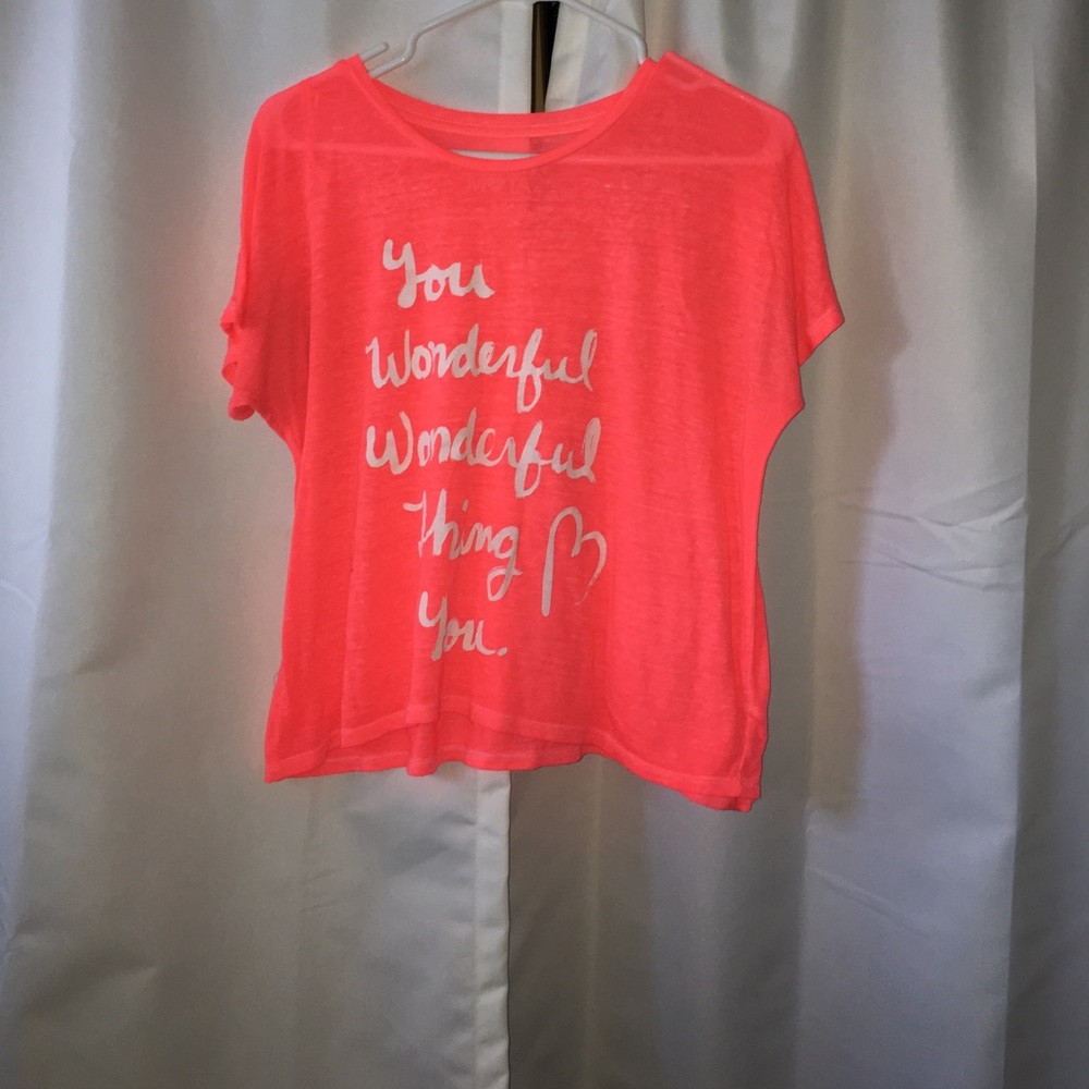 Bright pink Bethany Mota crop top