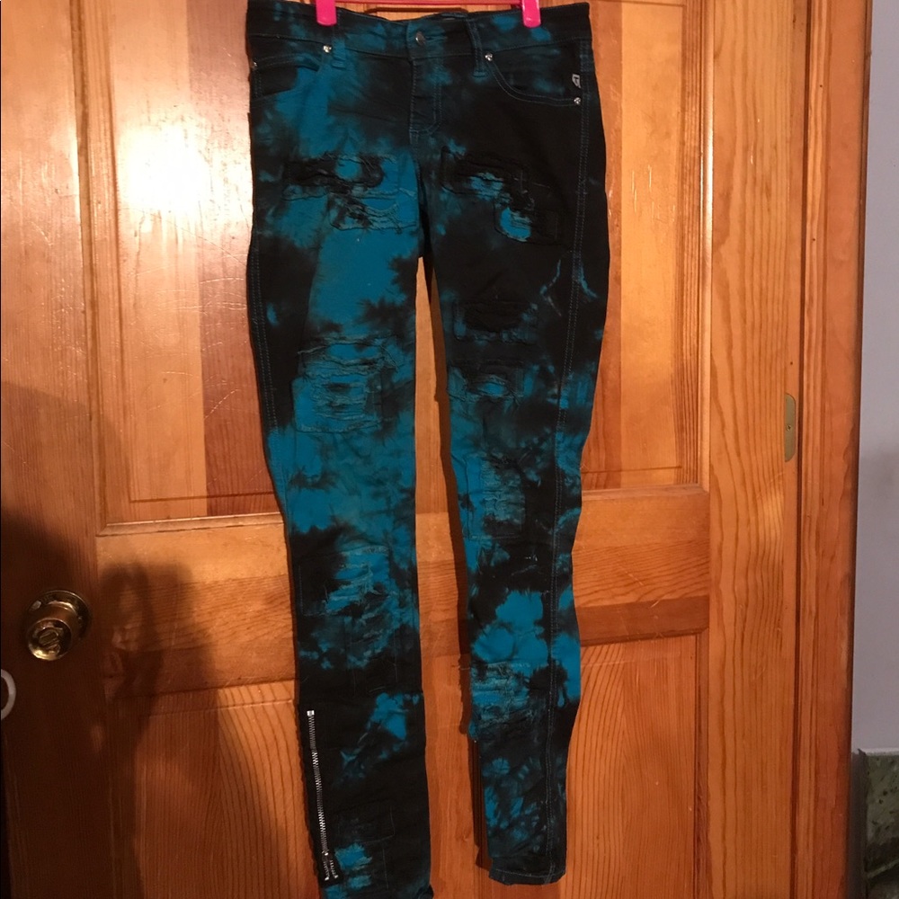 Blue and Black Wash Punk Jeans