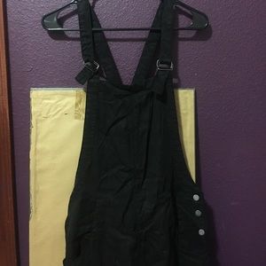 Black Suede Overalls