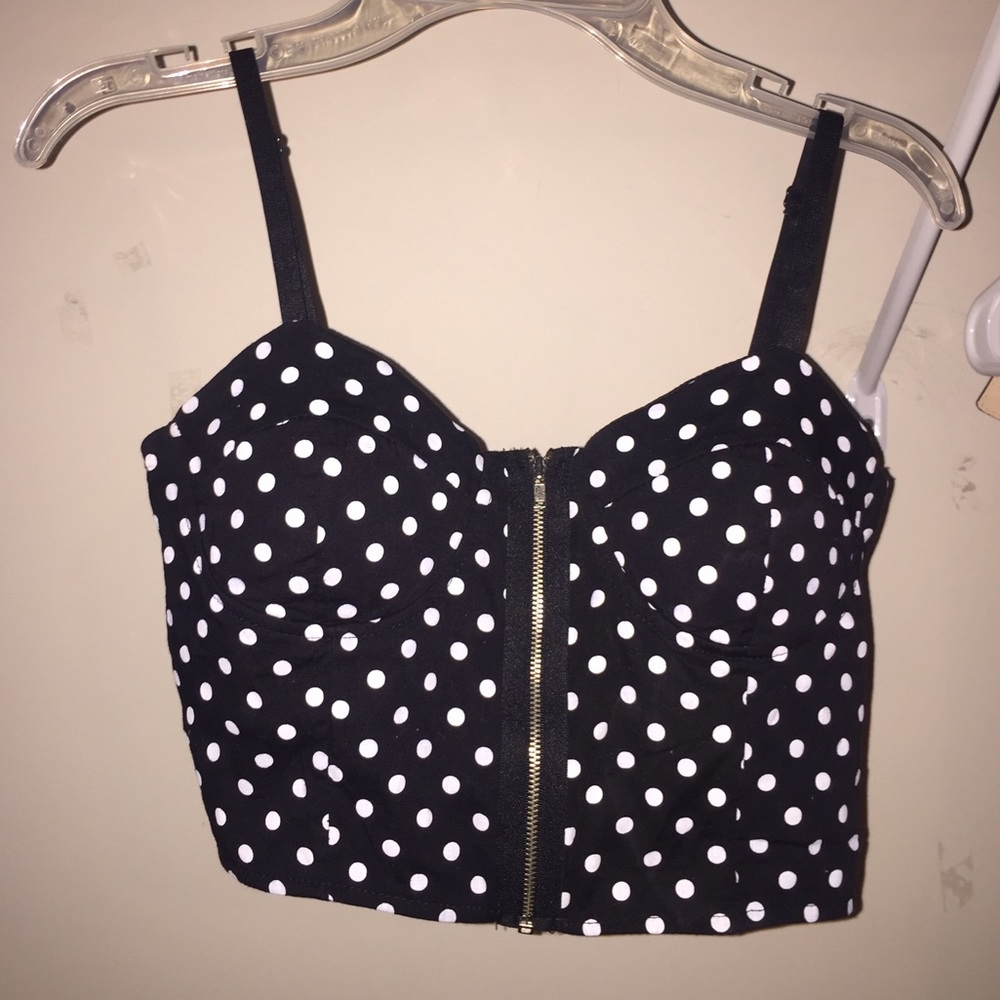 NEW!! Black and white polka-dot bralette top