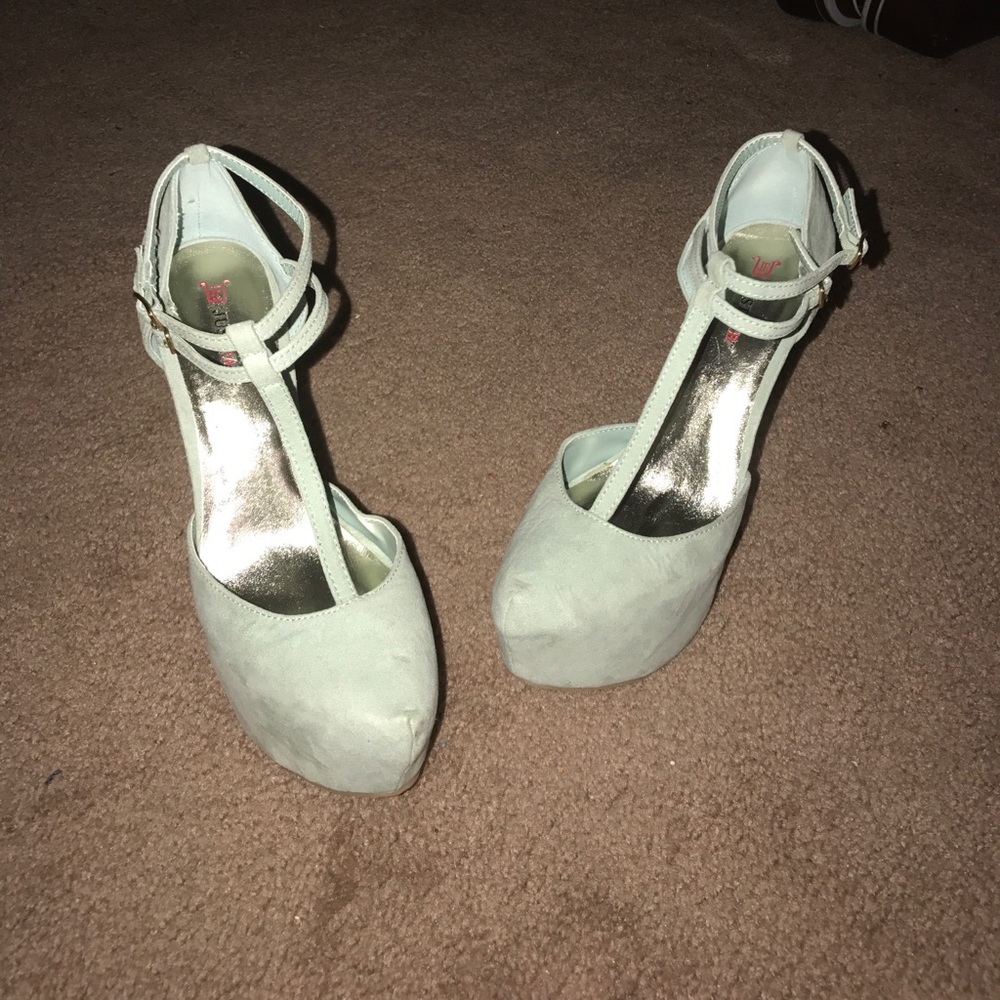 Aqua/teal platform heel-Just Fab