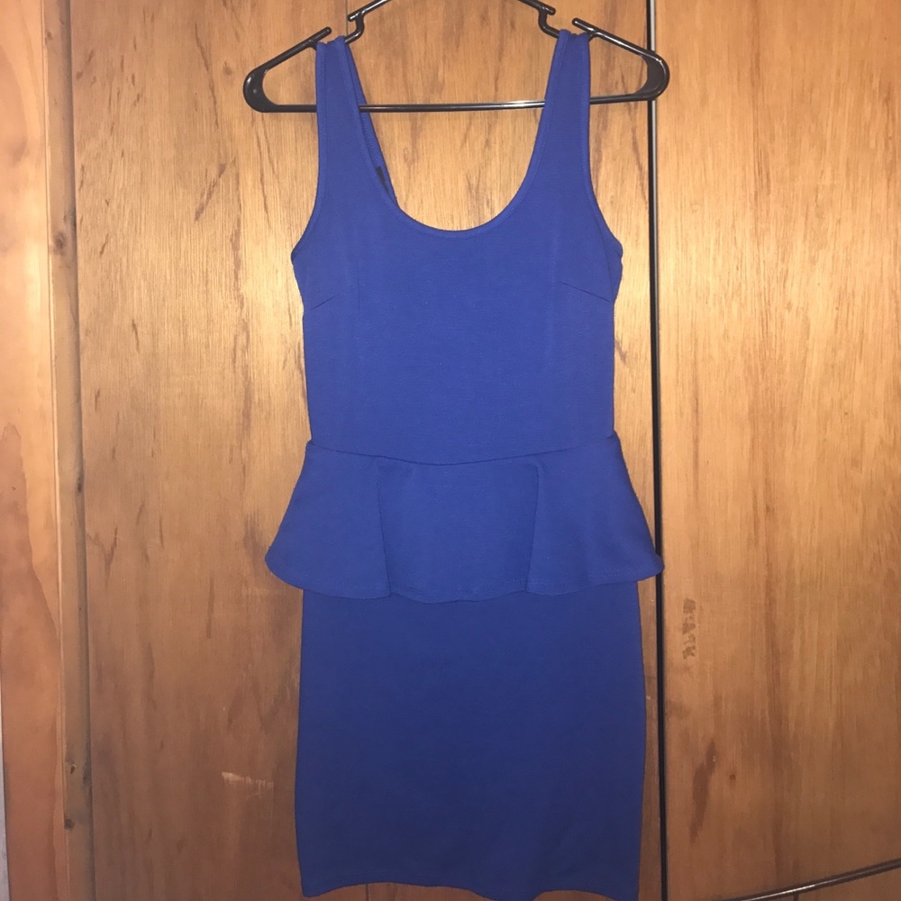 Blue peplum Bebe dress
