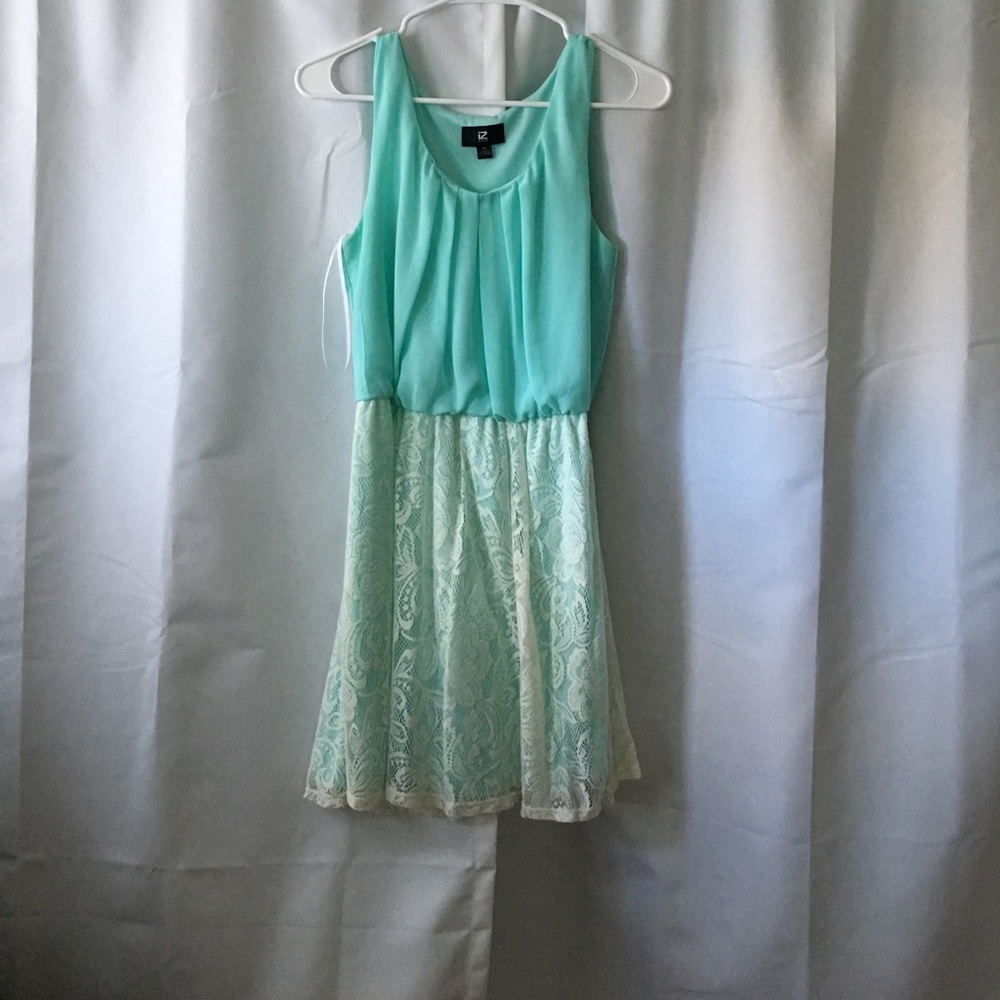 Mint green dress with lace detailing
