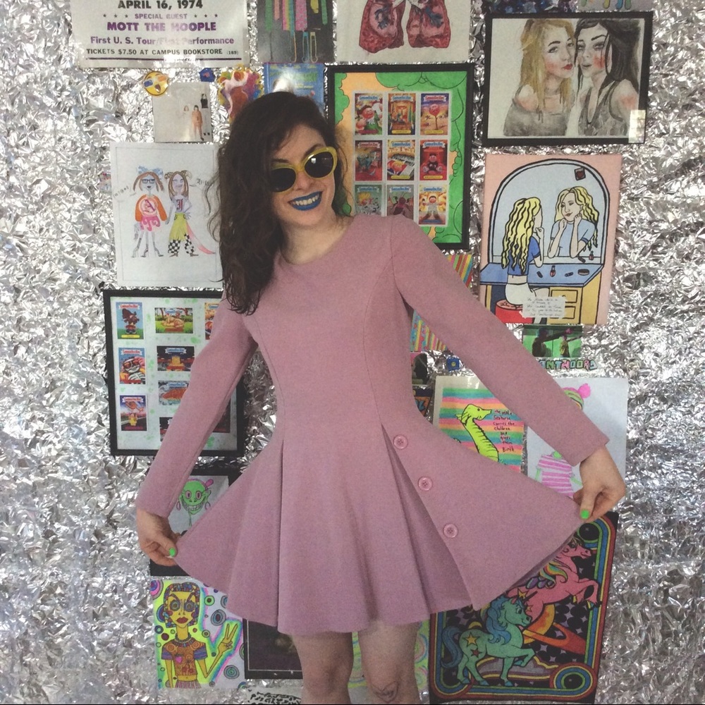 rosegold dress, wool