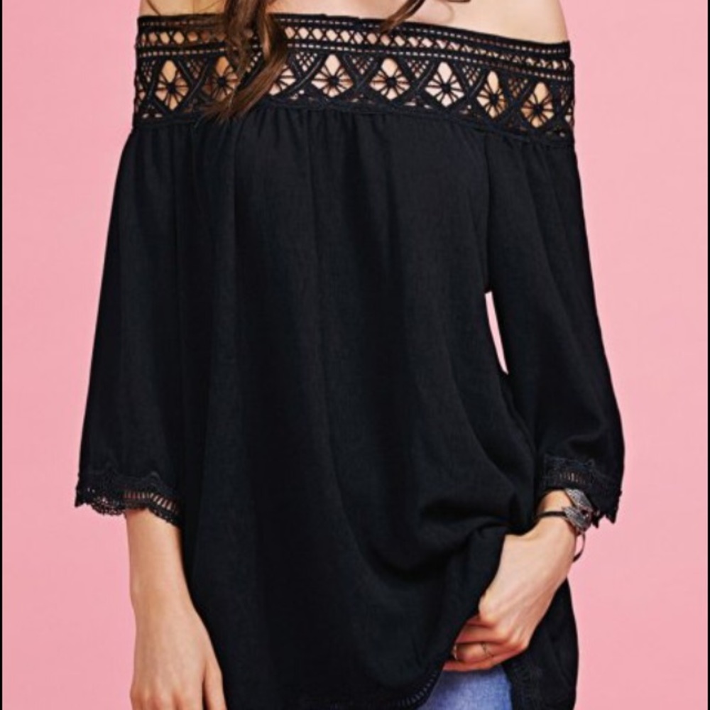 Off the shoulder black blouse