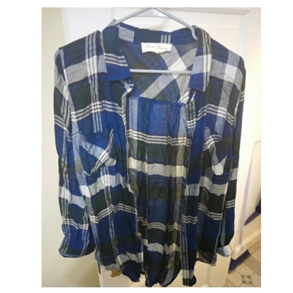 Blue long flannel