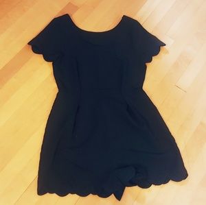 Adorable Black Scallop Hem Romper