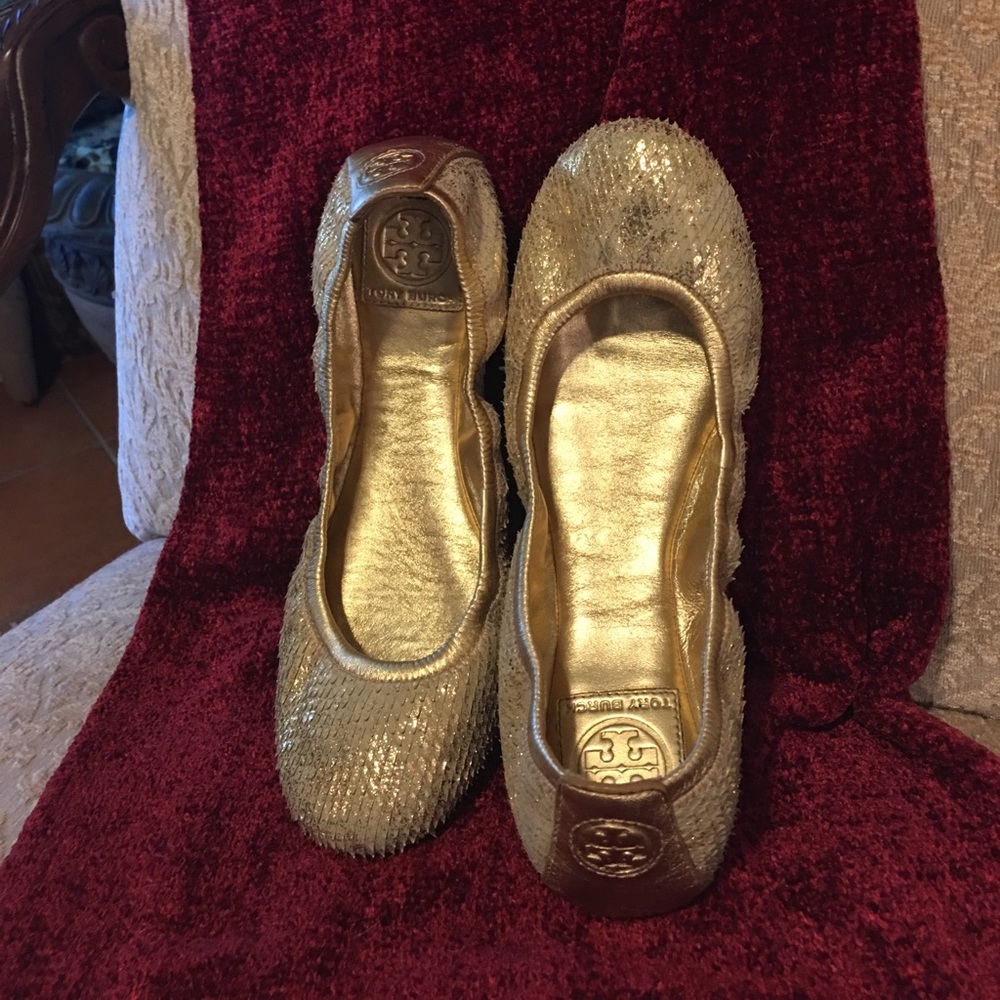 Tory Burch Gold Toned Flats