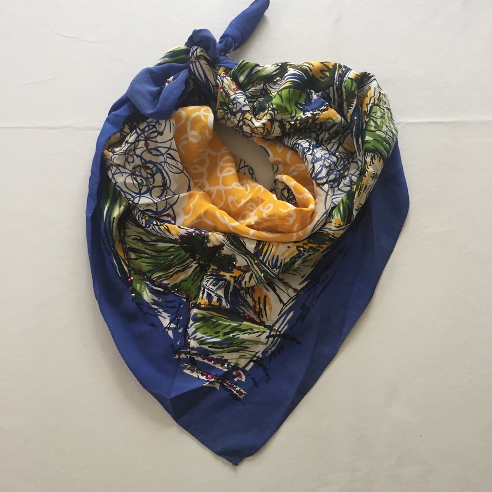 Sequined abstract scarf
