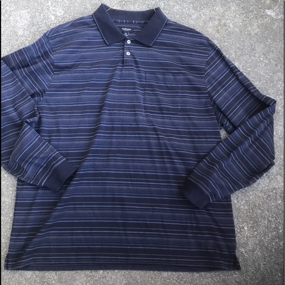 🎉 Van Heusen Blue Knit Long Sleeve Polo Sz XXL - Picture 2 of 7