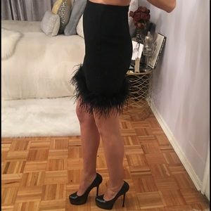 ~ Black Misguided Feather High Waisted Skirt ~