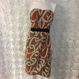 Adorable orange strapless dress from The Limited