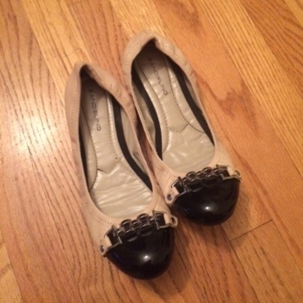 bandolino black and cream ballet flats.