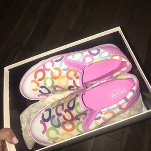 Colorful coach slip ons