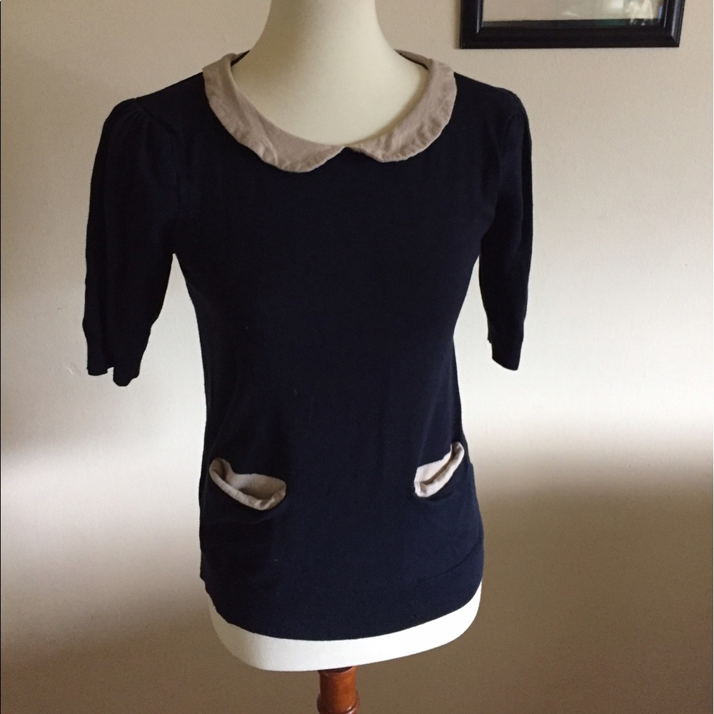 EUC Peter Pan Collar Blouse in Navy from ASOS