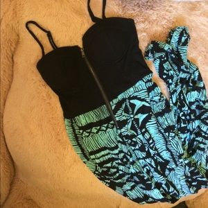 Material girl jumpsuit, ruched at pant leg