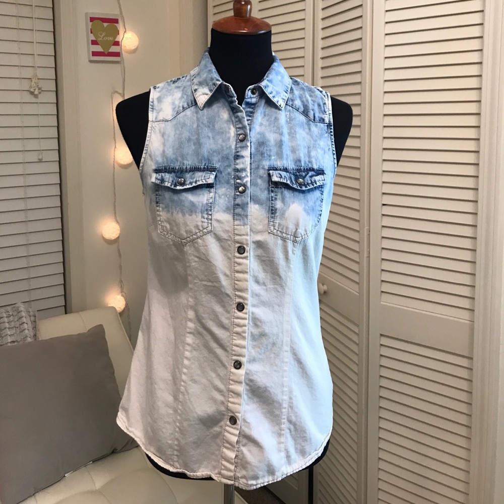 faded denim button up